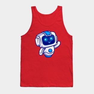 Cute Robot Waving Hand Cartoon Tank Top